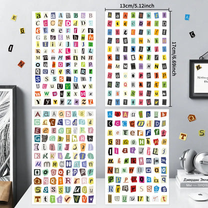 360PCS Magazine Letter Stickers Vintage Stickers, 4 Sheets Scrapbook Letters Stickers Alphabet Sticker for Scrapbooking Suppl