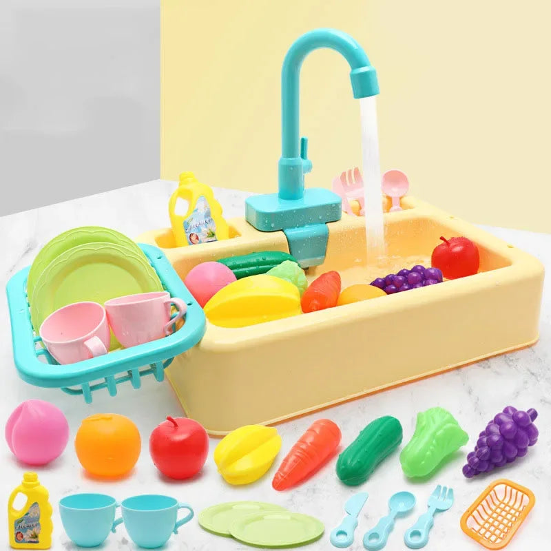Kitchen Toy Plastic Dish Wash Sink Set Children Simulation Pretend Role Play Housework Kit Early Educational Toys for Childre