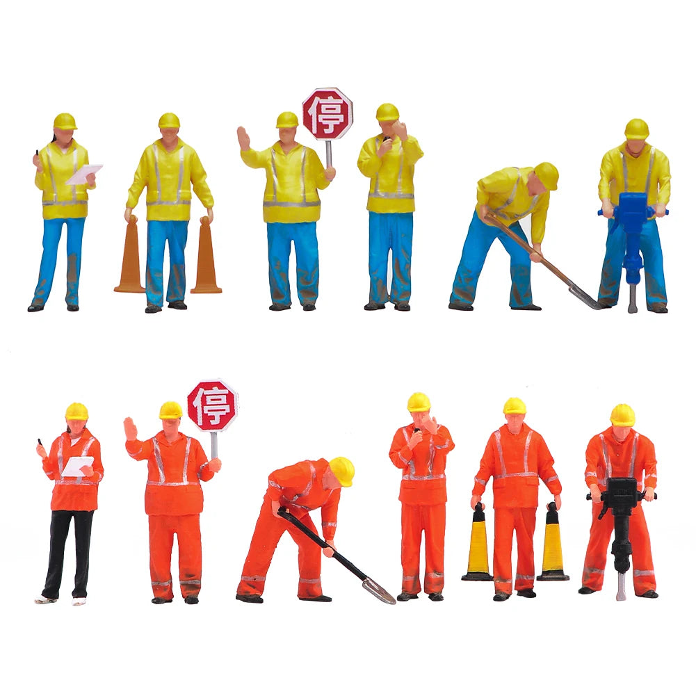 Diorama Figures 1/64 1/50 Construction Team Construction Workers Doll Set Figure Model Decoration Scene Car Toys