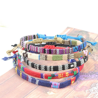 Anklets For Women Woven Fabric Foot Leg Bracelet Men Handmade Rope Braid Knot Beach Barefoot Weave Ethnic Boho Adjustable Cha