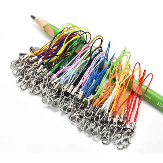 50pcs Mix Color Lobster Clasp Cords Strap Charms Lanyard String Wrist for Cell Phone Flash Drives Keychain DIY Jewelry Access