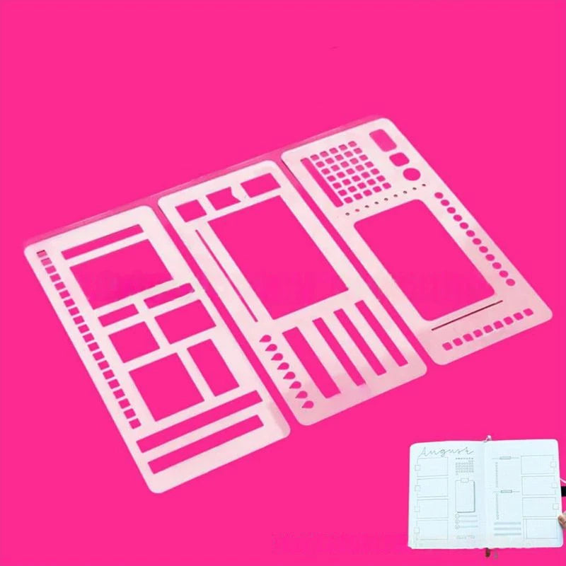 Rectangle Stencil Dot Grid Journal Stencil Handmade Flexible Template Set For Diy Scrapbooking Journaling With Dot Grid Plann