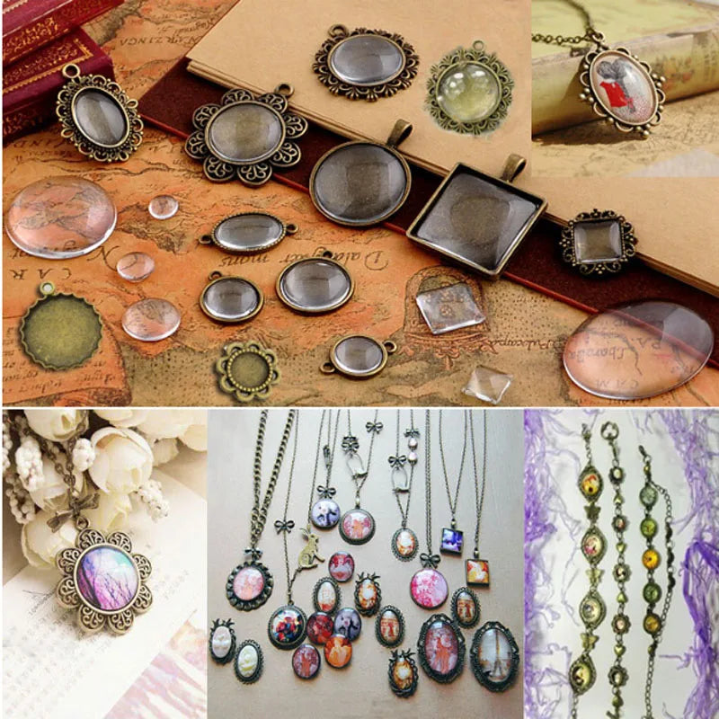 1Packs 6 8 10 12 16 20 25 60mm Round Clear Glass Cabochon Flat Back Transparent Magnifying Glass Cabochon For DIY Jewelry Mak