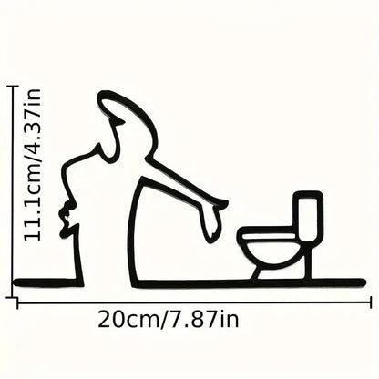 New Modern Metal Wall Decor Bathroom Living Room Sign 2D Flat Black Frame Wall Art Self Adhesive WC Toilet Iron Art Corner De