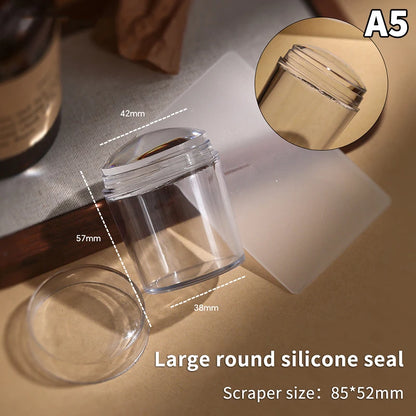 Silicone Transparent Nail Art Stamping Kit French For Manicure Plate Stamp Polish Stencil Template Seal Stamper Scraper - A5