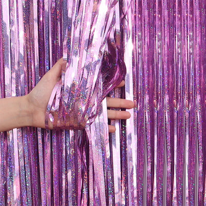2/3M Party Background Wedding Decoration Foil Fringe Curtain Sequin Bachelorette Photo Backdrop Wall Curtain Birthday BabySho