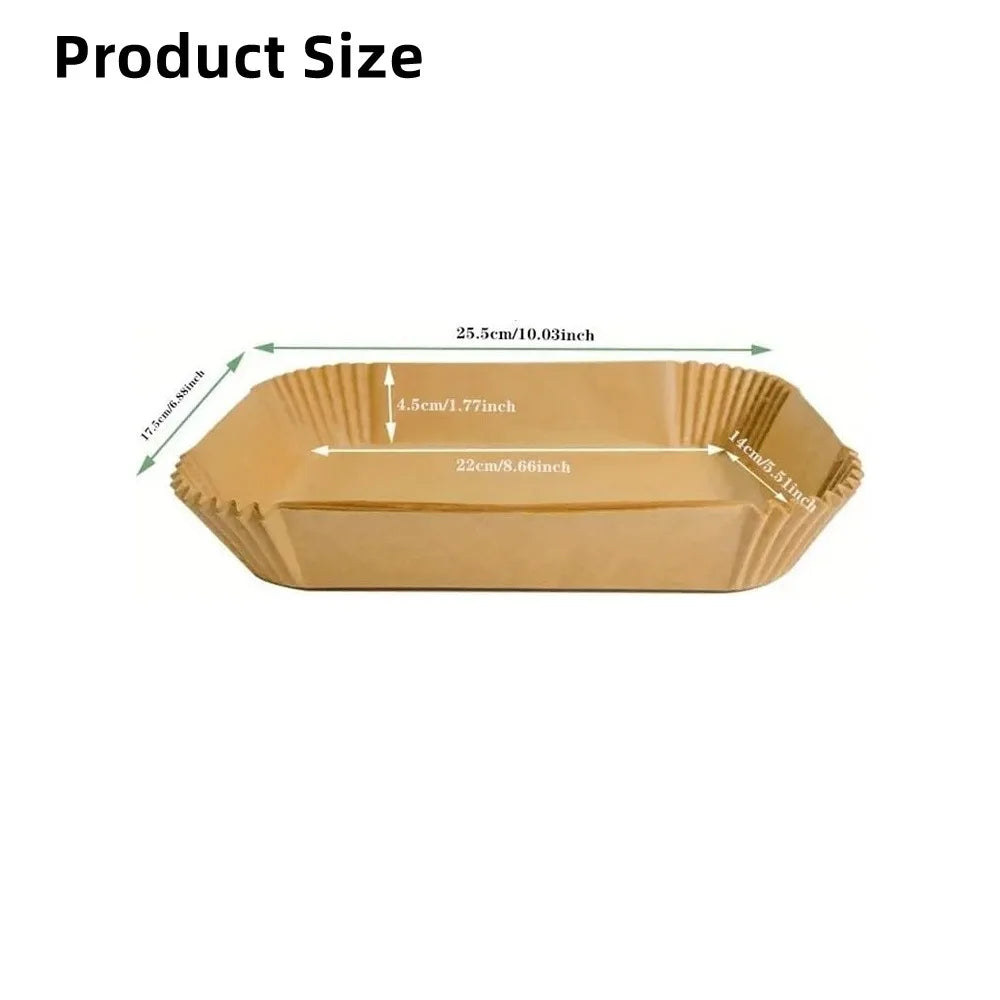 50/100pcs Disposable Air Fryer Paper Rectangle Kitchen Baking Airfryer Mat Oilproof Micro-wave Barbecue Baking Paper Accessor