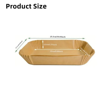 50/100pcs Disposable Air Fryer Paper Rectangle Kitchen Baking Airfryer Mat Oilproof Micro-wave Barbecue Baking Paper Accessor