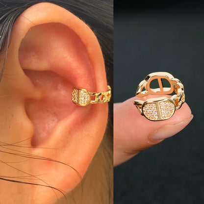 1Piece Zircon Charming Clip On Earrings Ear Cuff Without Piercing Women Geometric C Shape Earscreen Earcuffs Wrap Climb Earri