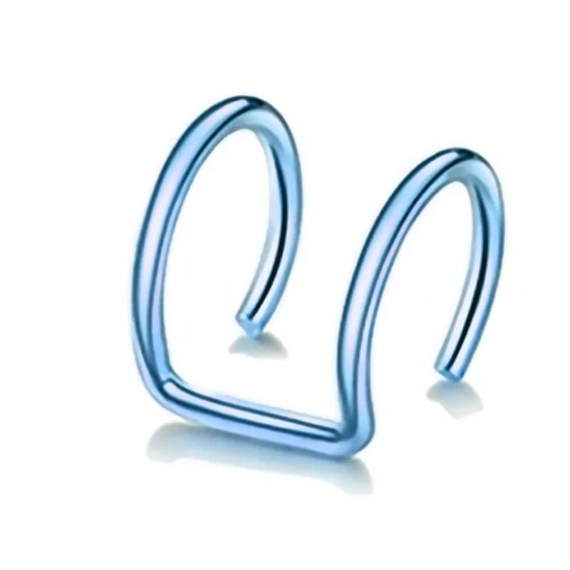1pc Women Lips Rings Medical Titanium Steel Fake Nose Ring Septum Piercing Clip on Mouth Ring Fake Piercing Body Clip Hoop