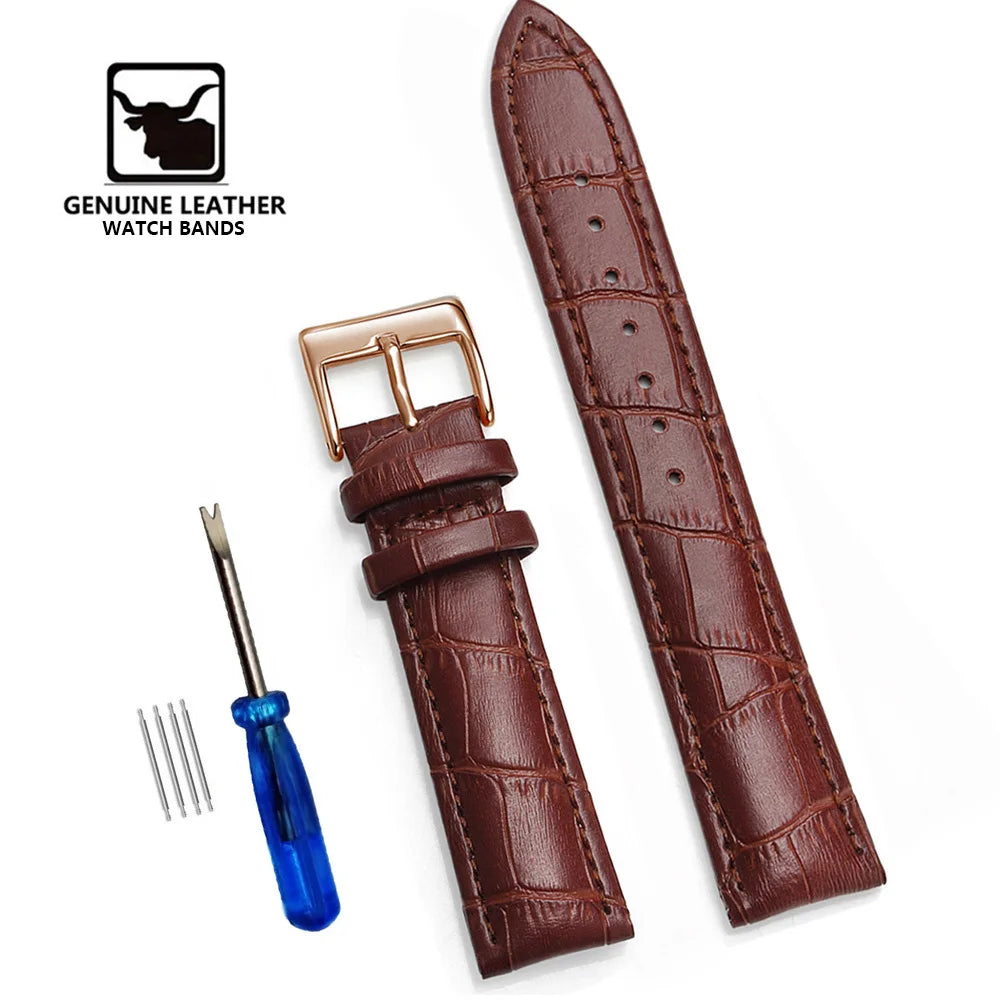 Premium Genuine Leather Watchbands 12/14/16/18/19/20/21/22/24 mm Watch Band Strap Wrist Belt Bracelet + Tool