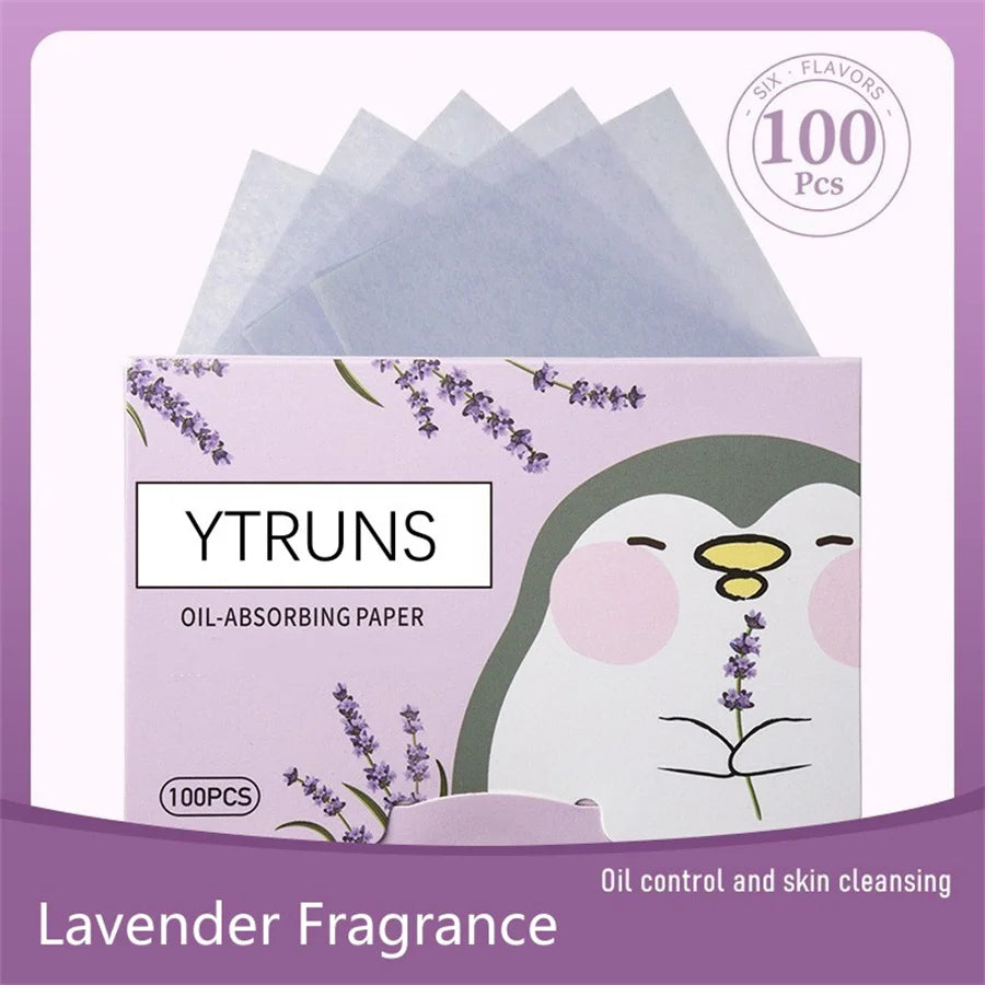 Green Tea/Gardenia/Chamomile/Lavender/Rose/Bamboo Charcoal 100pcs Boxed Fragrance Oil Absorbing Paper for Men and Women Face 