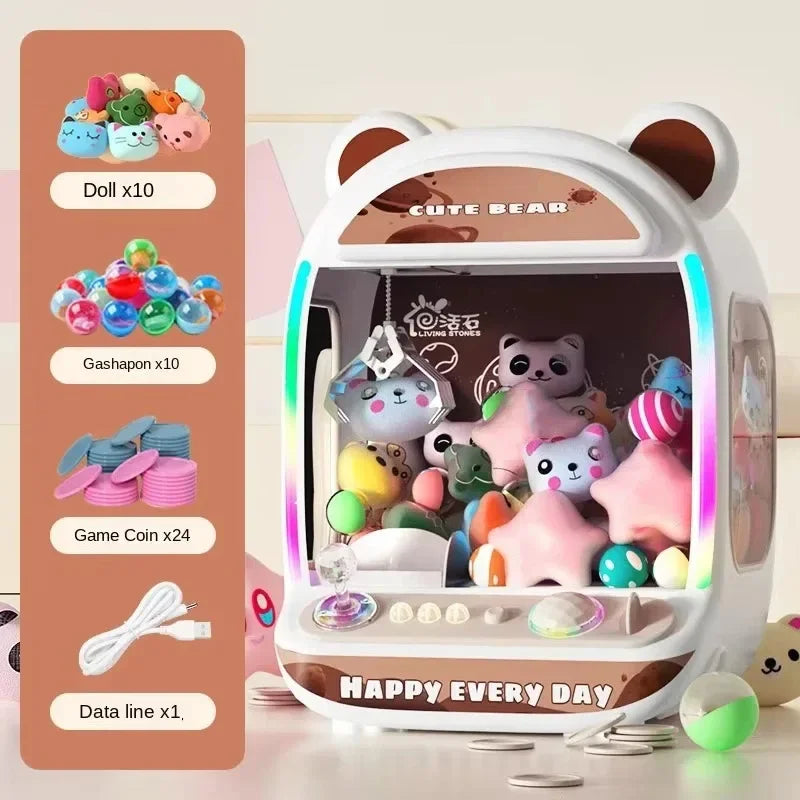 DIY Automatic Doll Machine Kids Coin Operated Play Game Mini Claw Catch Toys Crane Machines Music Doll for Christmas gifts - 
