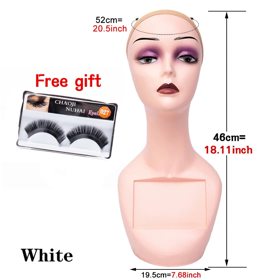 Manikin Wig Display Stand Female Mannequin Pvc Realistic Mannequin Head Bust For Wigs Display Making Styling Hats,Sunglasses 
