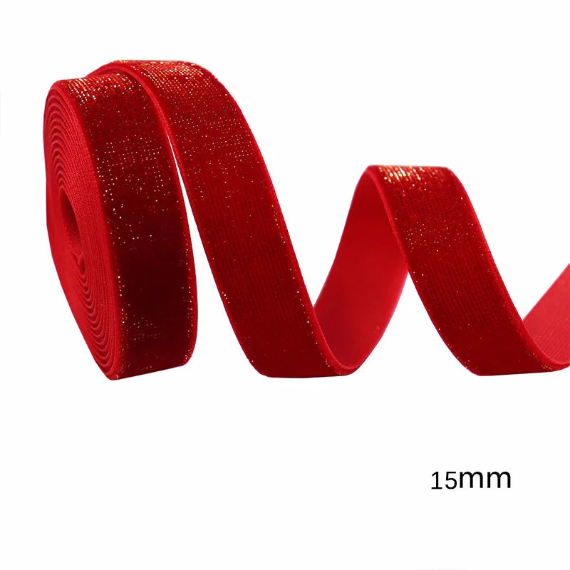 5 Yards Christmas Velvet Ribbon New Year Red Festival Ribbon Bows Gift Box Packaging Ribbon Festival Scene 10/15/20/25/38mm -