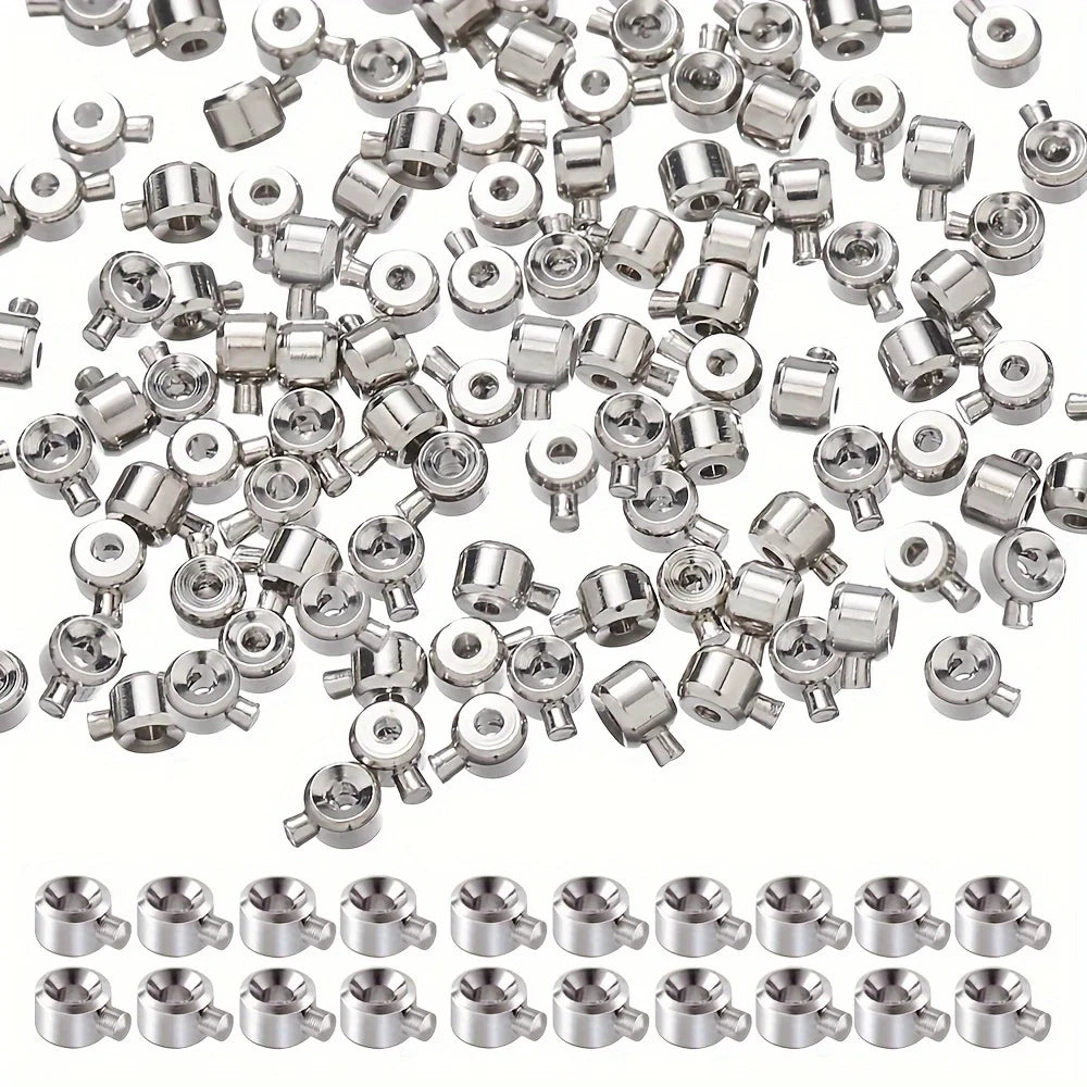 20pcs 3x4mm Coppers Positioning Buckles Clasps W/Bead Caps - DIY Necklace & Bracelet Connectors, Jewelry Closure Accessories 
