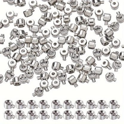 20pcs 3x4mm Coppers Positioning Buckles Clasps W/Bead Caps - DIY Necklace & Bracelet Connectors, Jewelry Closure Accessories 