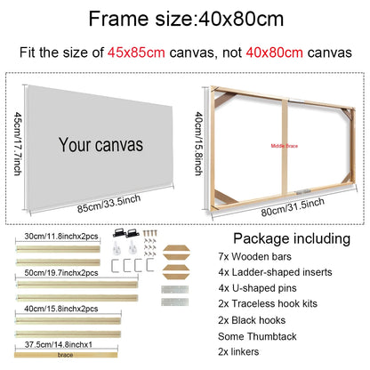 Various Sizes Canvas Frame Wooden Frames Natural Wooden Photo Oil Painting Canvas Diamond Painting Frames Canvas Wood Wall Fr