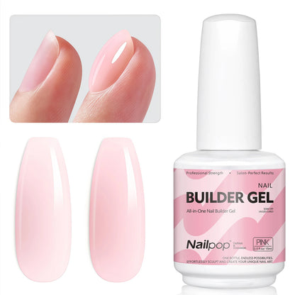 Nailpop 7IN1 Multi-Functional Builder Gel 4Colors Extension Strength Apex Building Base for Beginner Friendly Manicure 15ml -