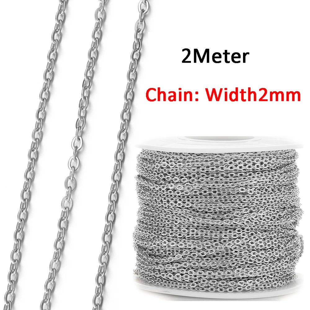 No Fade 2Meters Stainless Steel Chains for Jewelry Making DIY Necklace Bracelet Accessories Gold Chain Lips Beads Beaded Chai