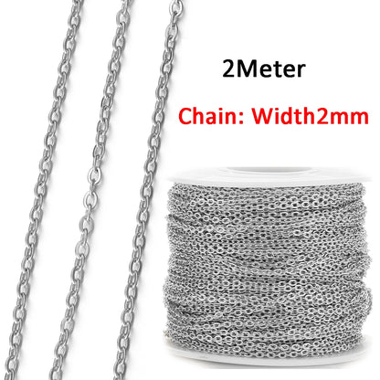 No Fade 2Meters Stainless Steel Chains for Jewelry Making DIY Necklace Bracelet Accessories Gold Chain Lips Beads Beaded Chai