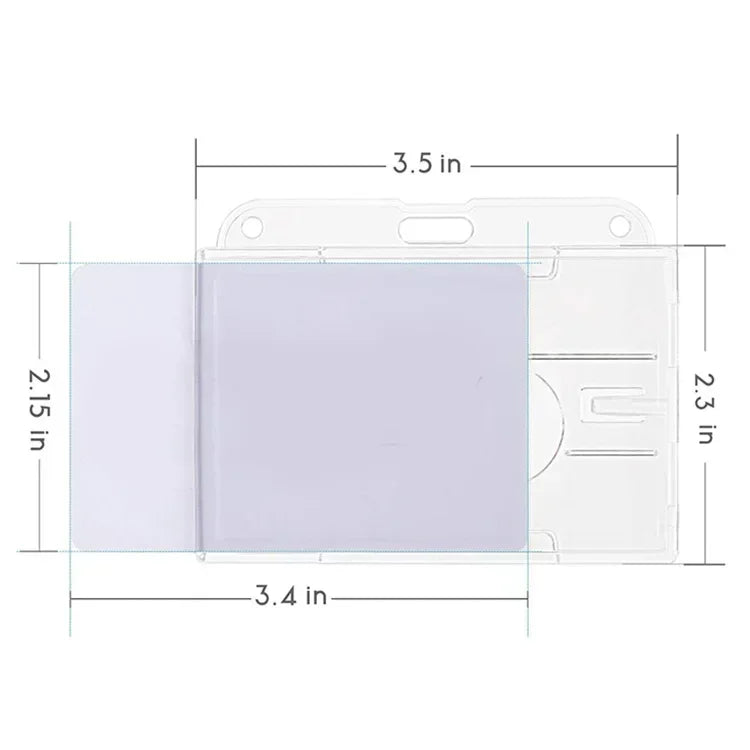 Transparent Cards Slots ID Tag Badge Holder with Badge Reel Cards Storage Organizer Employee Pass Work Card Case Sleeve - Hor