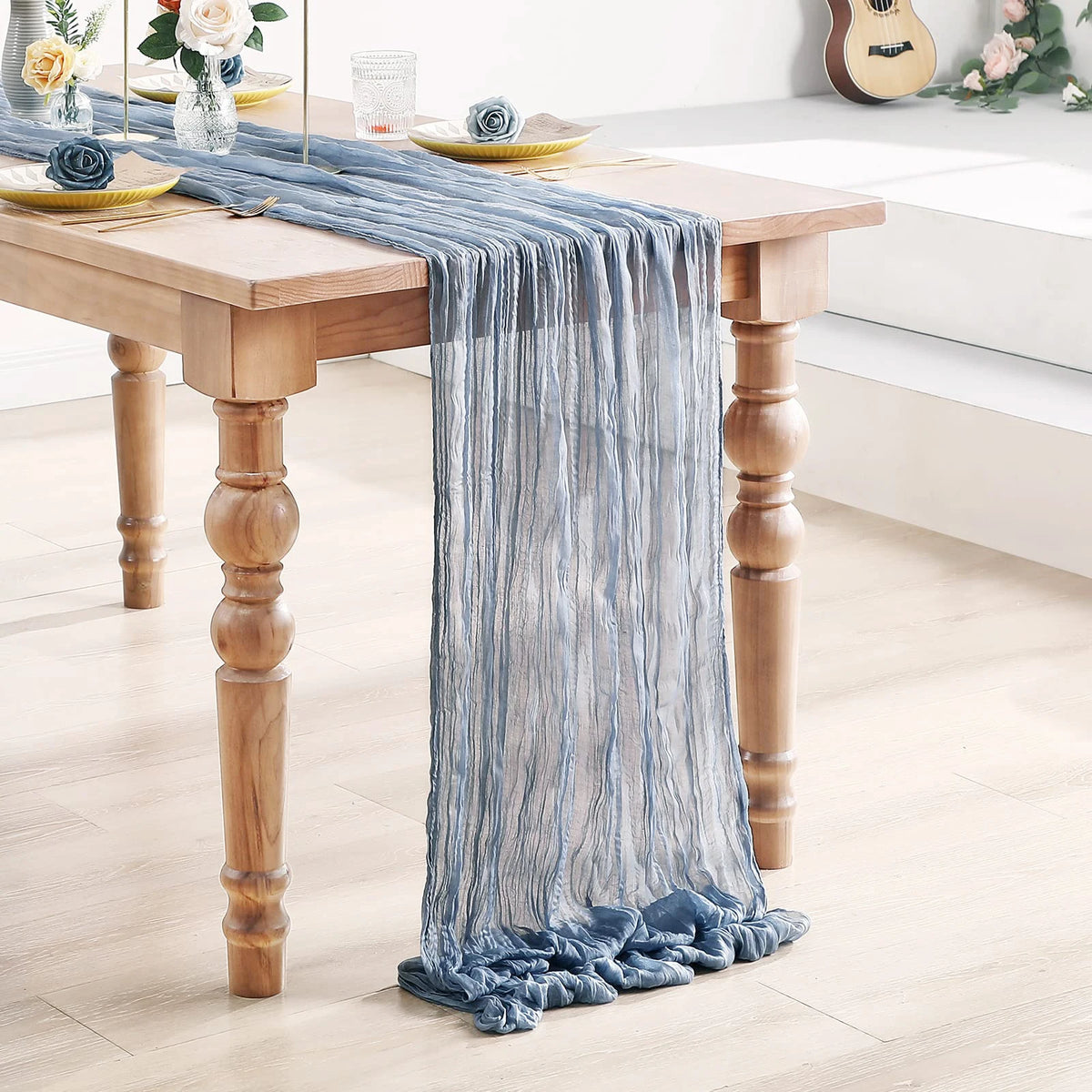 Semi-Sheer Gauze Table Runner Sage Cheesecloth Table Setting Dining Vintage Wedding Party Christmas Banquets Arches Cake Deco