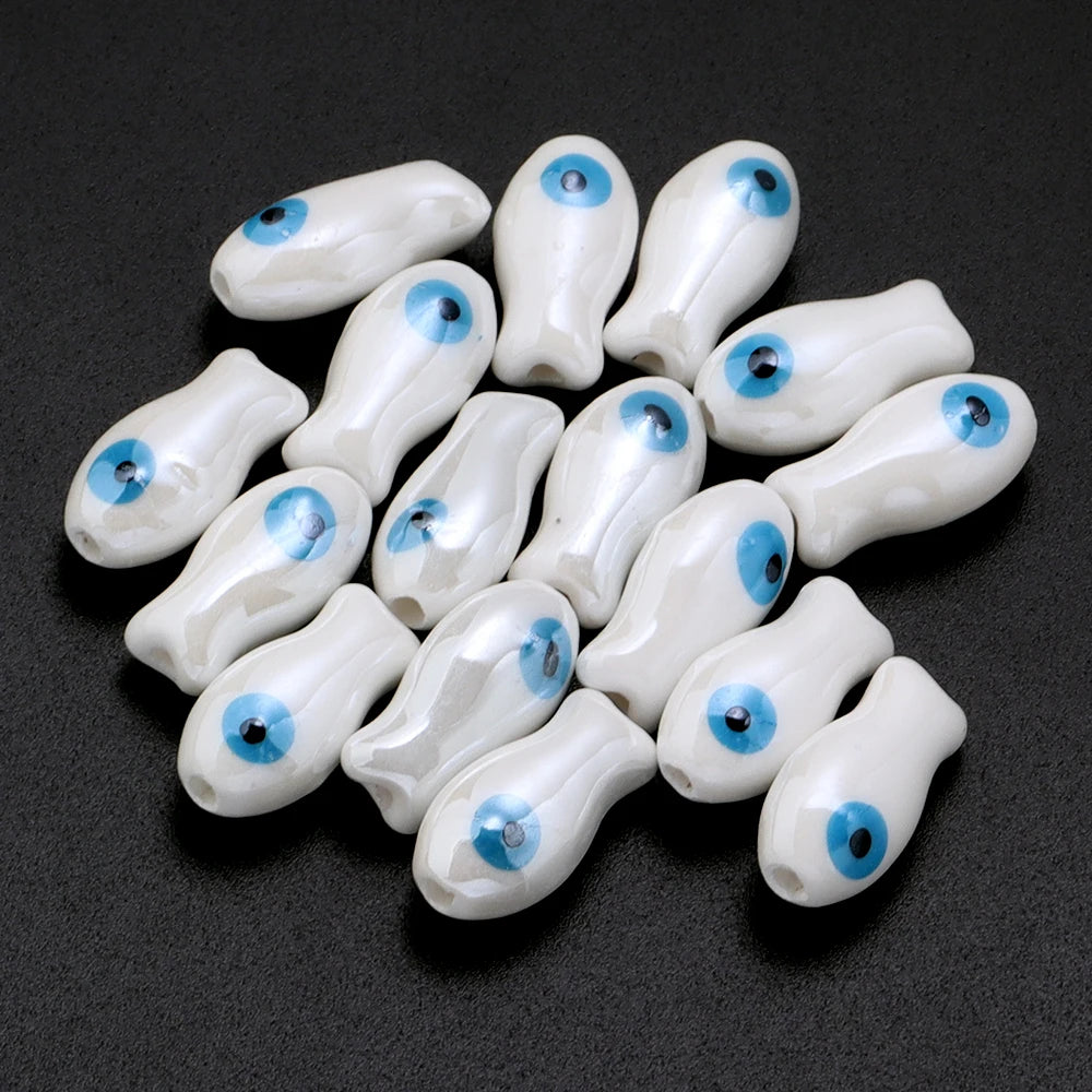 10pcs/lot Retro Small Fish Ceramic Beads Cute Porcelain Loose Spacer Beads For DIY Jewelry Making Necklace Bracelets Accessor