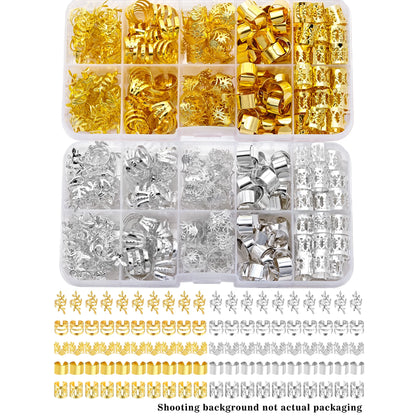 100pcs Elegant Golden Alloy Hair Jewelry for Braids, Solid Color - Vintage-Inspired Accessories for Men & Women's Dreadlocks