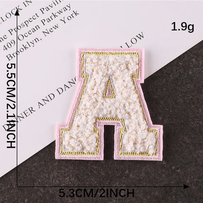 Pink Letters Towel Embroidered Iron On Sew On Patch Applique Diy Name Badges Alphabet Patches For Clothing Bag Accessories
