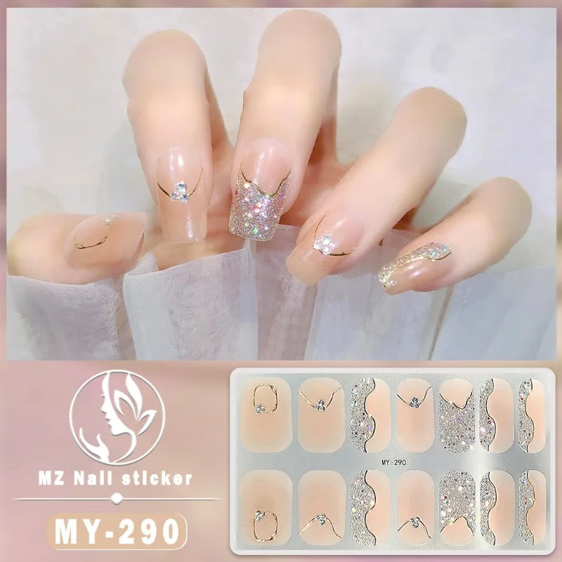 Nail Sticker Full Cover Waterproof Nail Art Manicure Decoration Sweet DIY Nail Decail Rhinestones Self Adhesive Manicure INS 