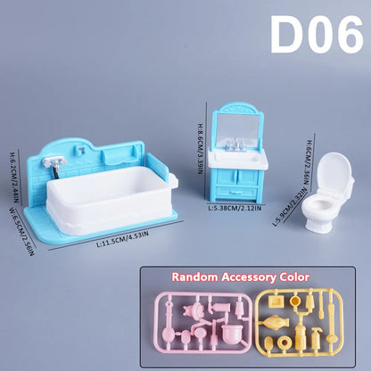 1:12 Miniature Furniture Forest Family Kitchen Toy Dining Table Dollhouse Accessories Bathroom Pretend Play For Girl Gifts To