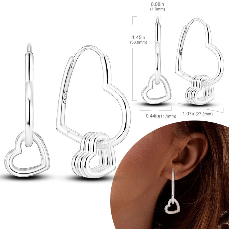 925 Sterling Silver Hoops Earrings Hypoallergenic Hoops Earrings With Zirconia Fashion Jewelry for Women Girls - KTE081