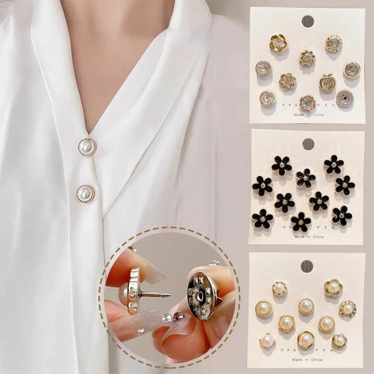 10pcs Collar Needle Buckle Fixed Pin 2025 Trendy Jewelry Gift For Women Brooch Fashion No Punching Magnetic Buckles For Shirt