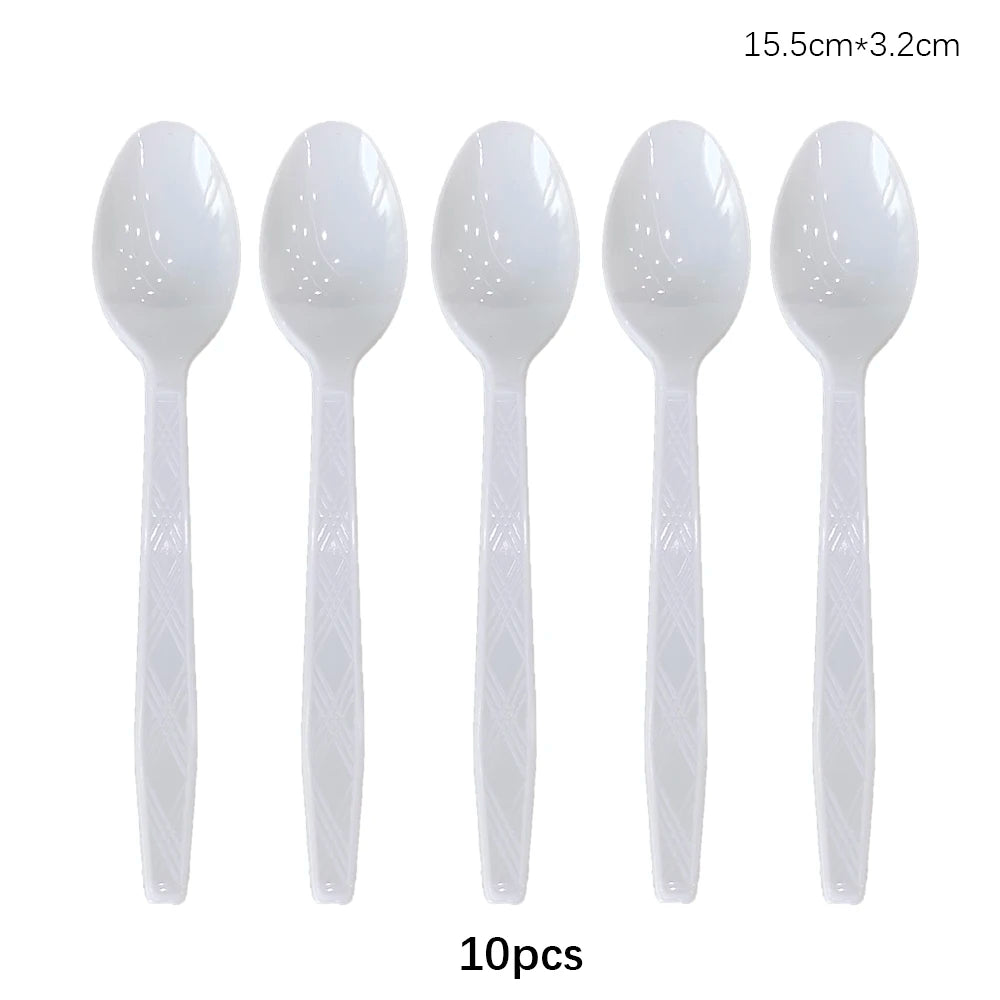 Disposable Knife Fork Spoon Cutlery Set Pink Blue Disposable Tableware Birthday Party Decorations Wedding Baby Shower Supplie