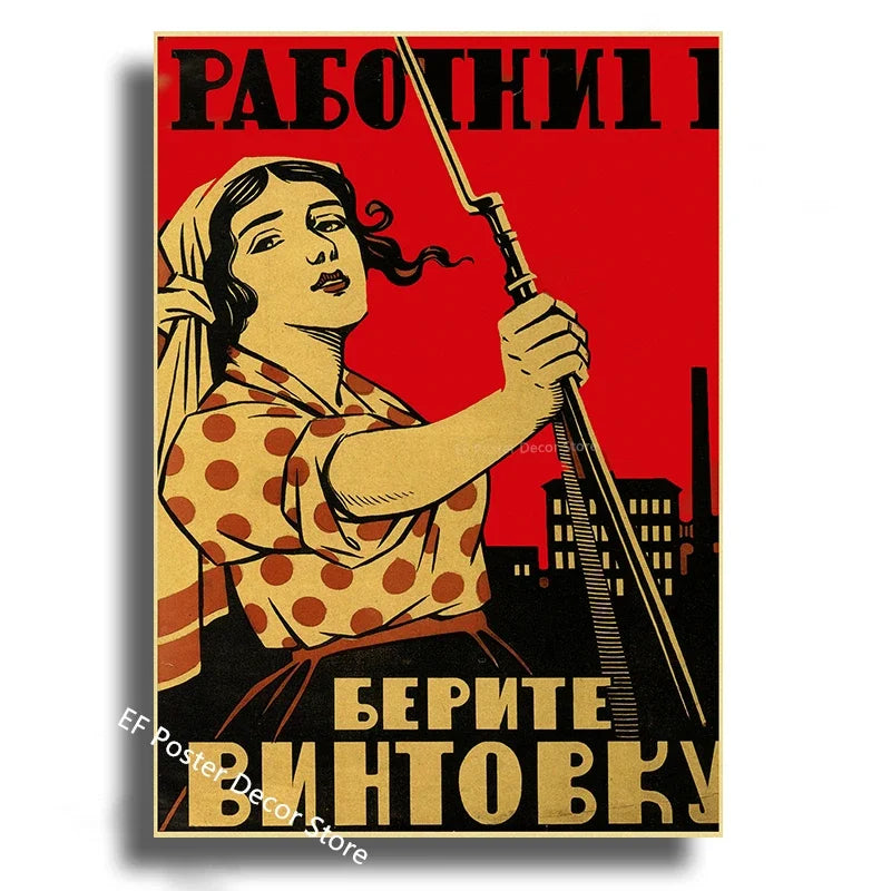 Vintage Stalin USSR CCCP Poster Poster Aesthetic Prints and Posters Wall Art Retro Painting Home Room Cafe Club Dorm Wall Dec