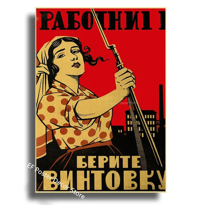 Vintage Stalin USSR CCCP Poster Poster Aesthetic Prints and Posters Wall Art Retro Painting Home Room Cafe Club Dorm Wall Dec