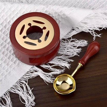 1/2/3pcs Wax Seal Set Wood Wax Melting Lacquer Furnace With /Spoon/Handle Wax Bead Melting Heater Wax Pot Heater For Stamp Cr