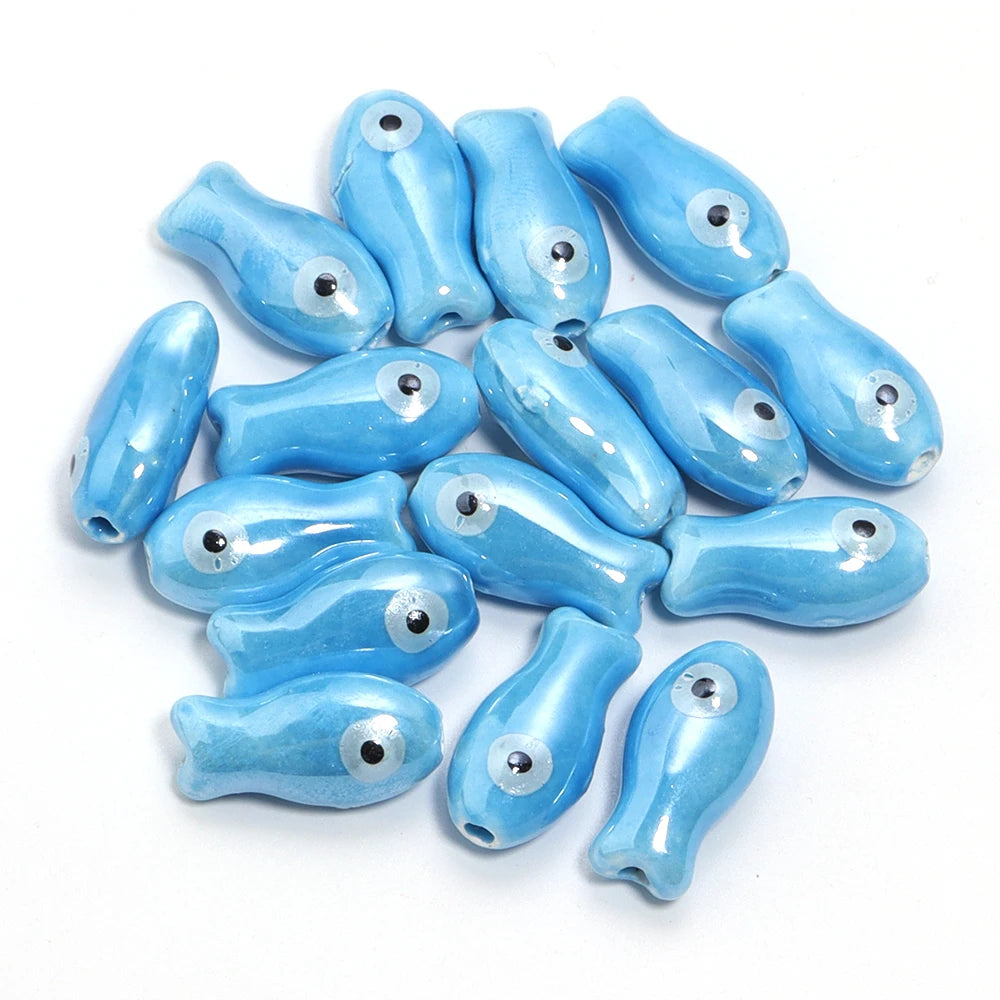 10pcs/lot Retro Small Fish Ceramic Beads Cute Porcelain Loose Spacer Beads For DIY Jewelry Making Necklace Bracelets Accessor