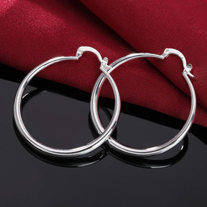 925 Sterling Silver Earrings Simple Round Circle Hoop Earrings For Woman Fashion Wedding Engagement Charm Jewelry