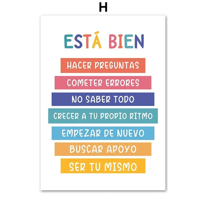 Modern Spanish Calm Corner Canvas Prints Aesthetic Inspirational Education Classroom Wall Art Poster for Home & School Decor 