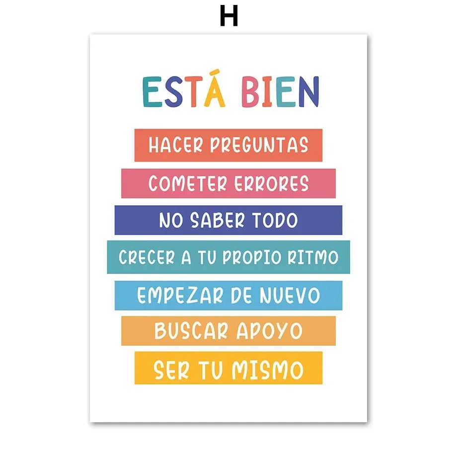 Modern Spanish Calm Corner Canvas Prints Aesthetic Inspirational Education Classroom Wall Art Poster for Home & School Decor