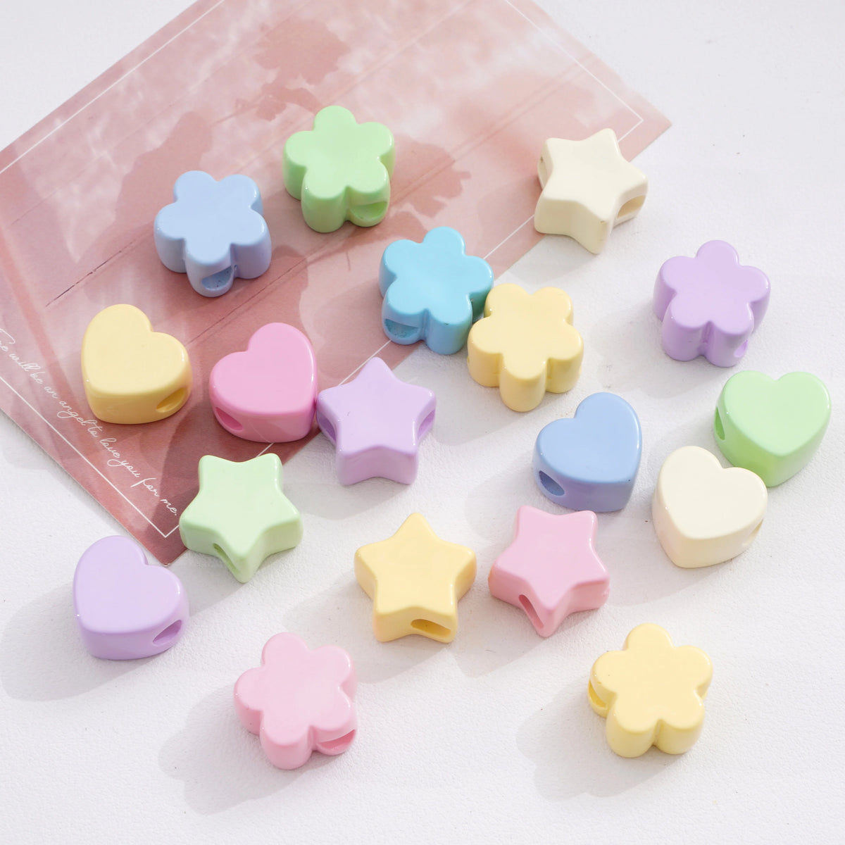 1/5Pcs Acrylic Large Hole Beads Star/Flower/Heart Beads Jewelry Making Materials for DIY Phone Chain Keychain Charms Accessor