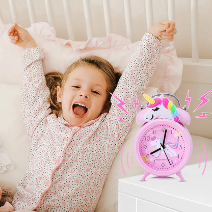 Pink Unicorn Kids Alarm Clock Double Bell Clock with Backlight Cute Desk Clock Home Decoration Будильник Kid Gifts Reveil Enf
