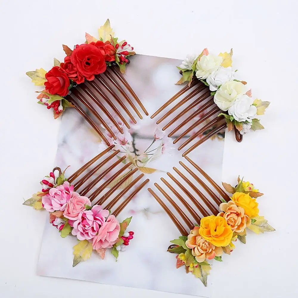 Bridal Hair Combs Rustic Wedding Floral Women Stimulation Flower Hairpins Brides Wedding Elegant Hair Accessories