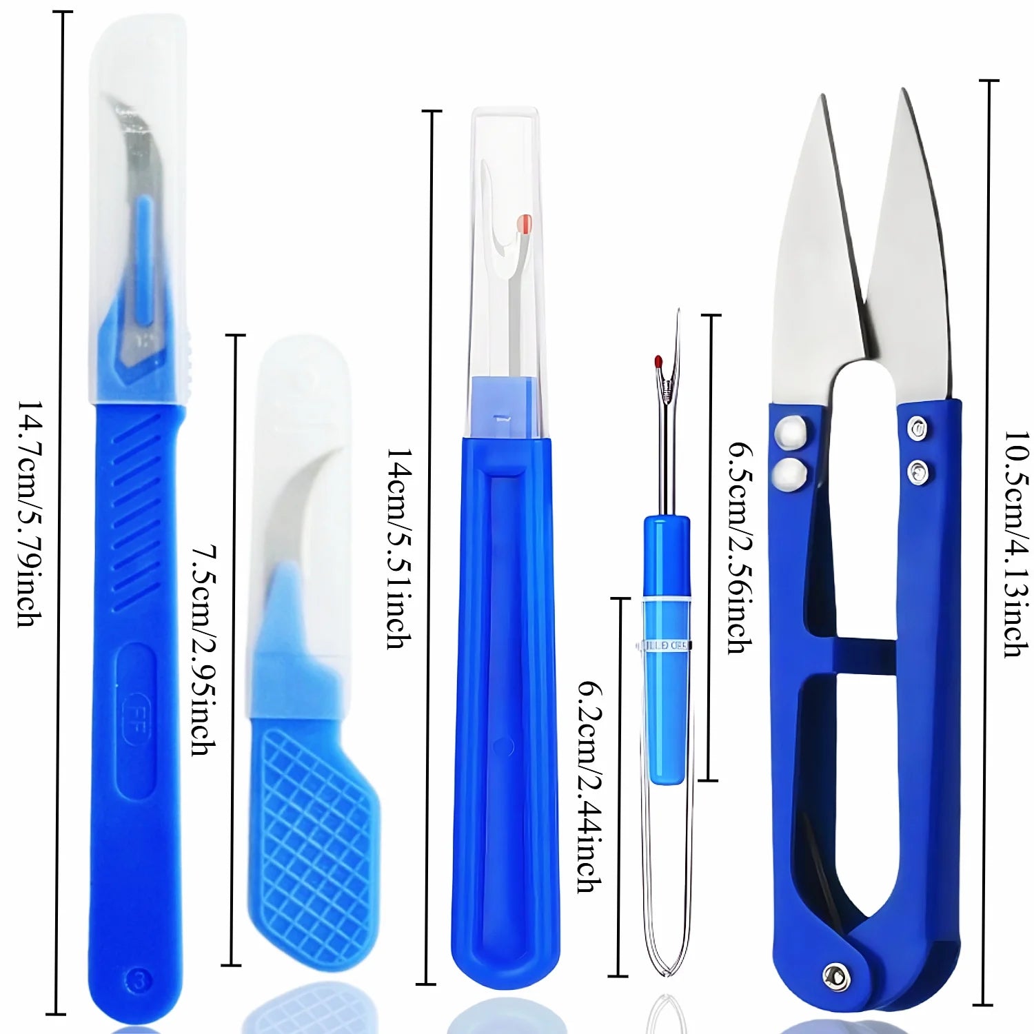 5 Pieces of Blue Sewing Tear Machine Kit, Including Thread Tear Machine, Suture Tear Machine, and Scissors for Removing Stitc