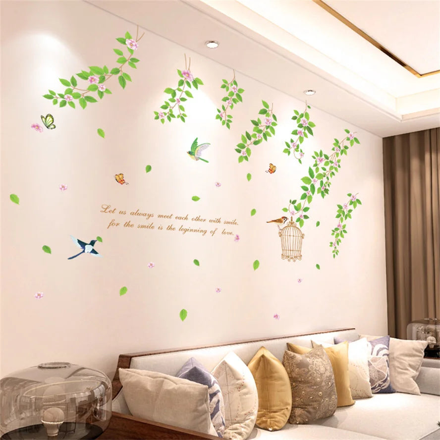 DIY Purple Lavender Living Room Wall Stickers Decor Self-adhesive Flowers Butterfly Wall Decals Mural Bedroom Home Decoration
