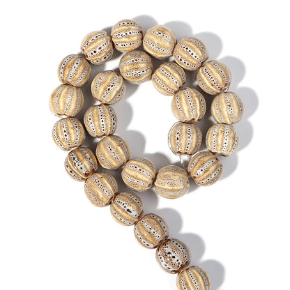 1 Strand Pumpkin Shape Stripe Ceramics Beads Colorful Floral Glaze Beads for Jewelry Making DIY Loose Spacer Beads Accessorie