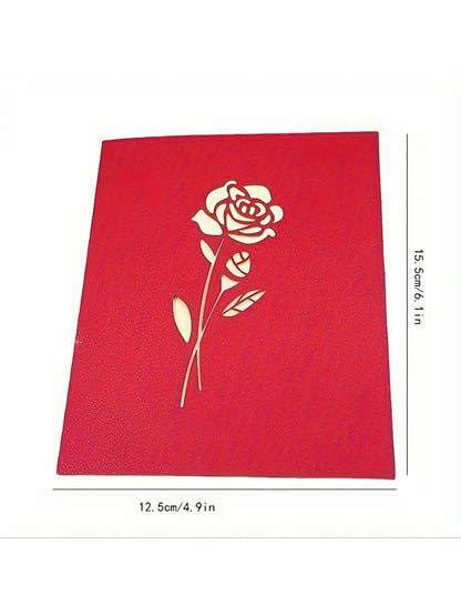 3D Pop-Up Happy Birthday Rose Card - Perfect for Anniversaries, Mother's Day, Weddings - Greeting Women,Youngsters with Envel