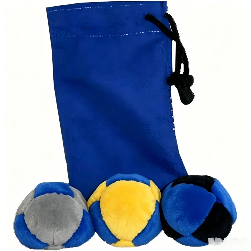 Classic Footbag Hacky Sack 3-Pack with Carry Pouch,Sand-Filled 8-Panel Synthetic Suede Footbag Set for Beginners &Player - 3p
